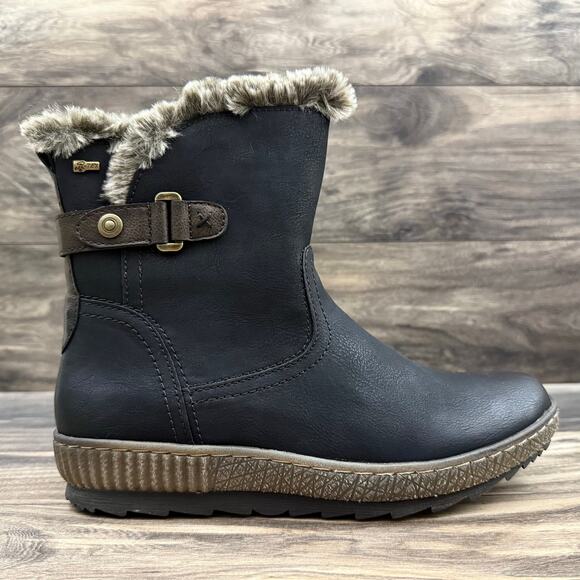 NIB Spring Step 41 9.5-10 Milagra Faux Fur Lining Comfy Winter Ankle Boots Black - Picture 4 of 12